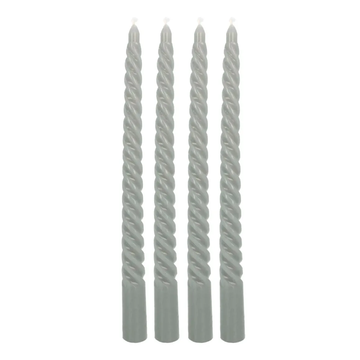 Set Of 4 Cottage Green Twist Candles | 25 Cm