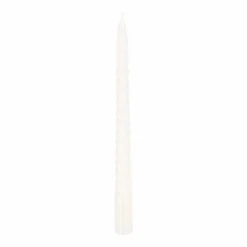 Set Of 4 Metallic White Twist Candles | 25 Cm