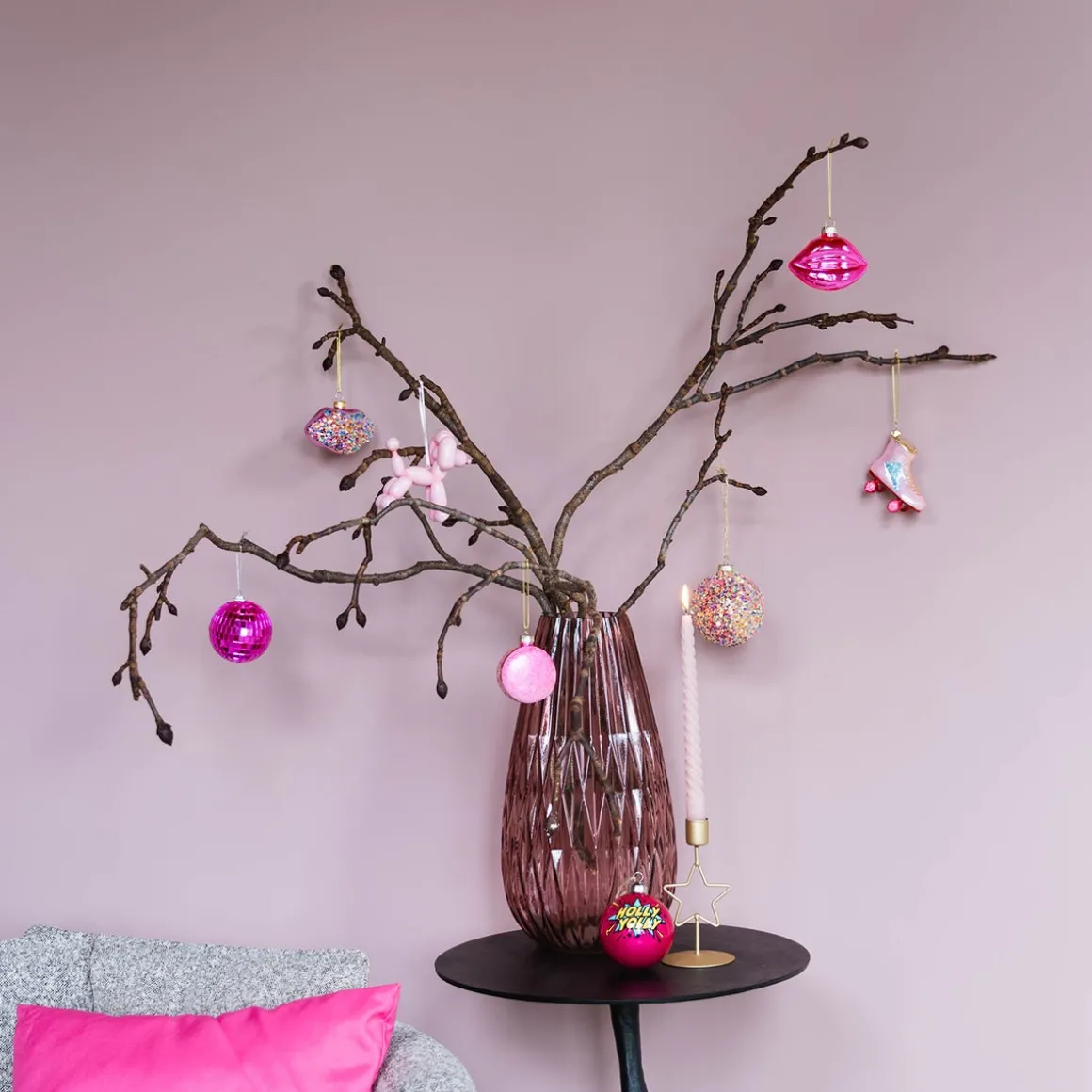 Set Of 4 Pink Twist Candles | 25 Cm