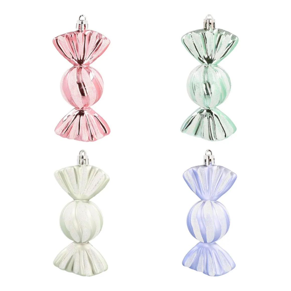 Set Of 4 Shatterproof Sweet Ornaments | Pastel Mix | 11 Cm