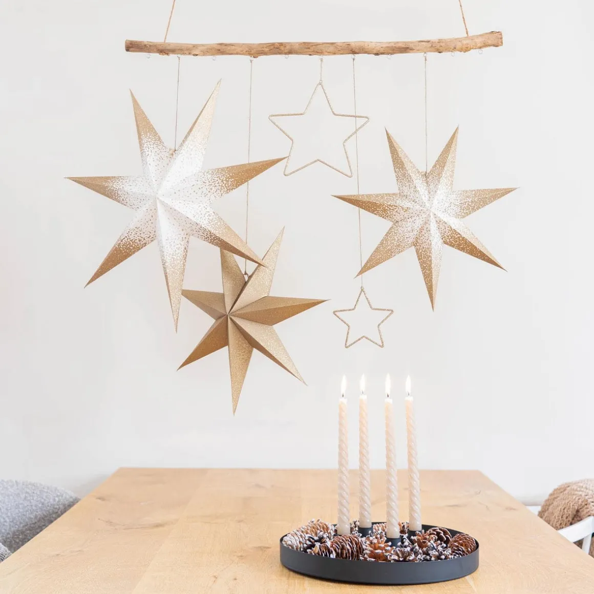 Set Of 4 Taupe Twist Candles | 25 Cm