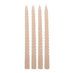 Set Of 4 Taupe Twist Candles | 25 Cm