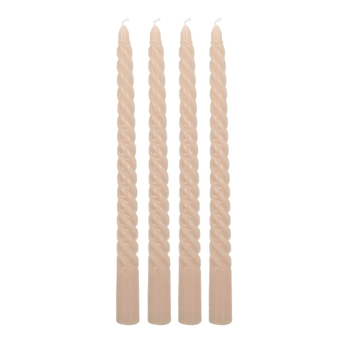 Set Of 4 Taupe Twist Candles | 25 Cm