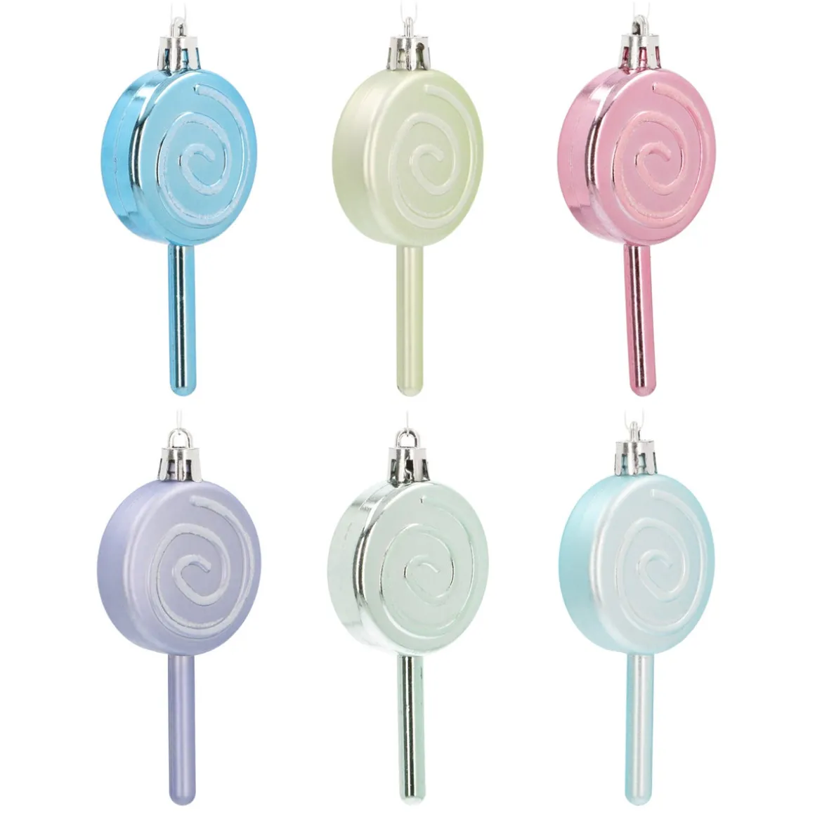 Set Of Lollipop Christmas Ornaments 9cm Pastel Mix