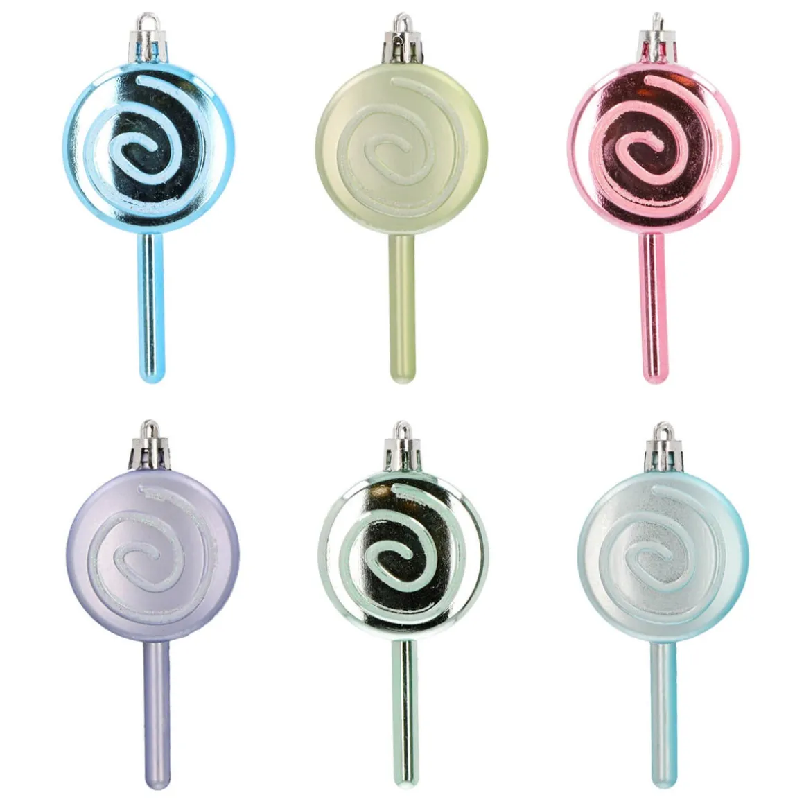 Set Of Lollipop Christmas Ornaments 9cm Pastel Mix