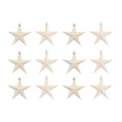Shatterproof Christmas Stars 10cm Champagne 12 Pieces