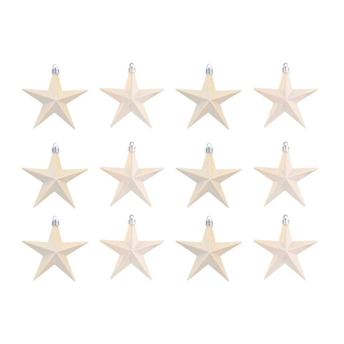 Shatterproof Christmas Stars 10cm Champagne 12 Pieces