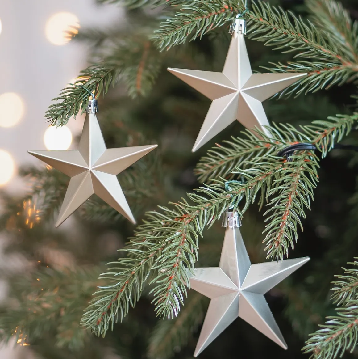 Shatterproof Christmas Stars 10cm Champagne 12 Pieces