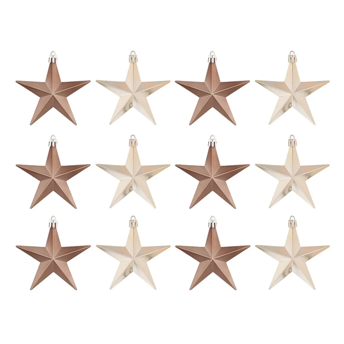Shatterproof Christmas Stars 10cm Taupe 12 Pieces