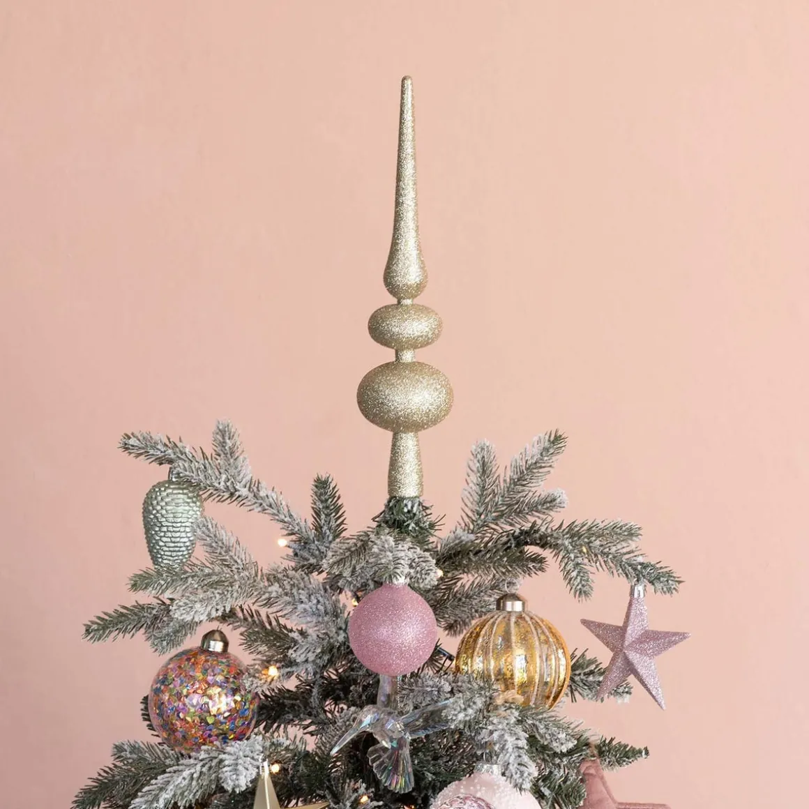 Shatterproof Christmas Tree Topper Glitter Light Gold 30 Cm