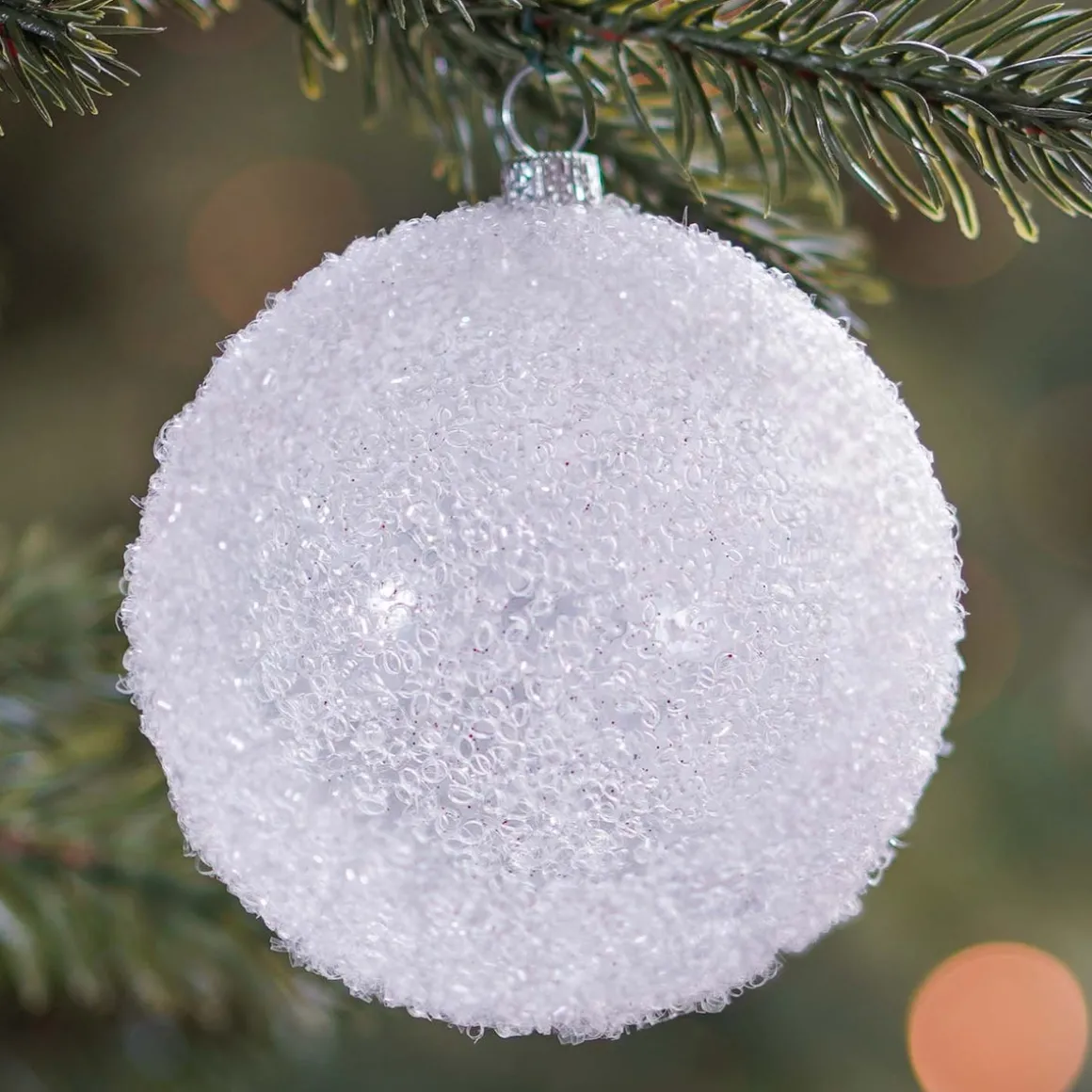 Shatterproof Transparent Christmas Bauble 8cm White