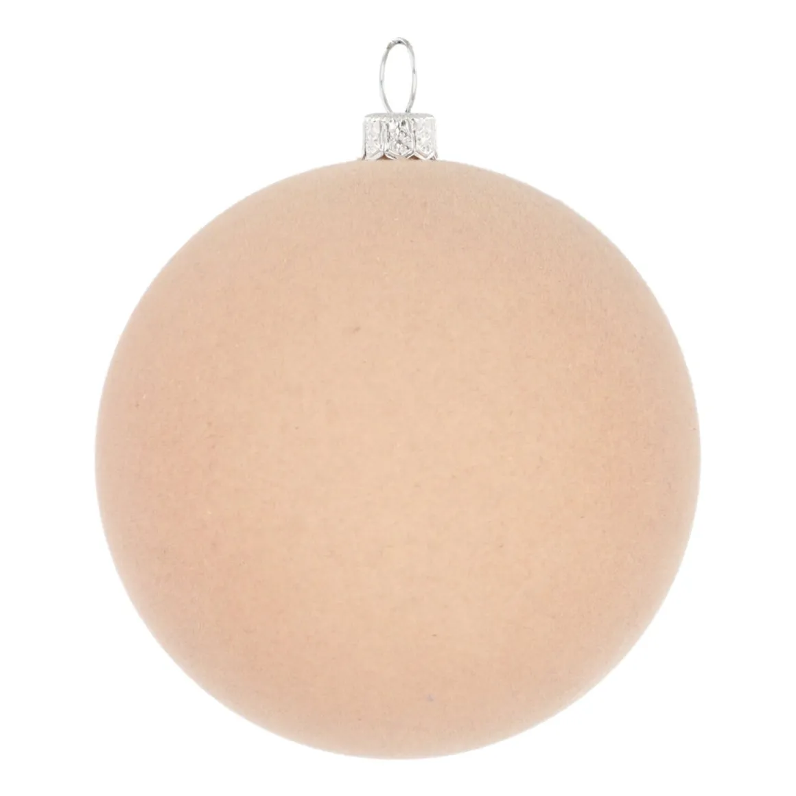 Shatterproof Velvet Christmas Bauble 8cm Beige