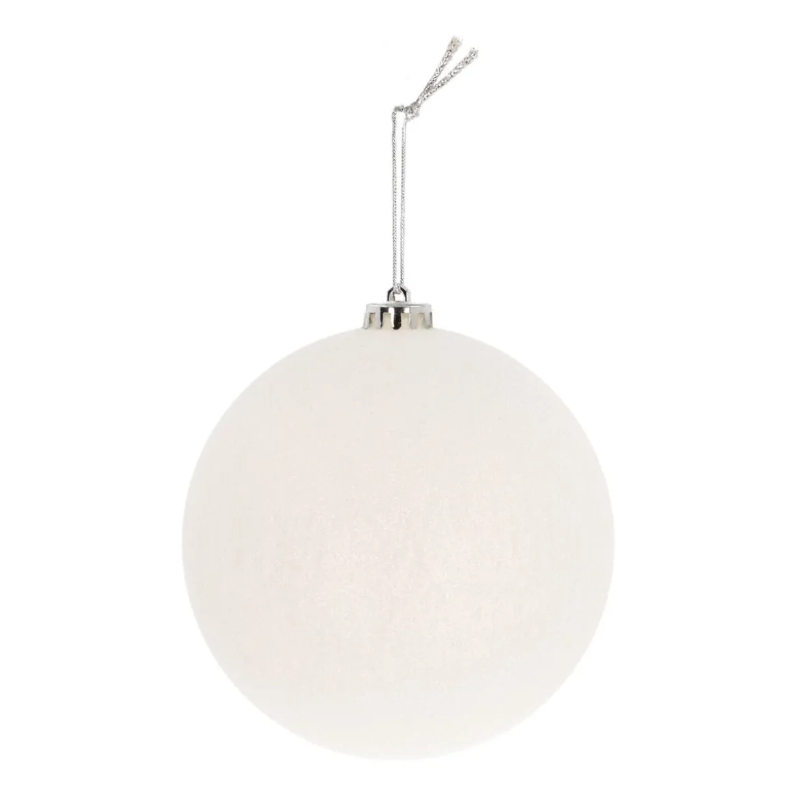 Shatterproof XL Christmas Bauble 15cm White Glitter
