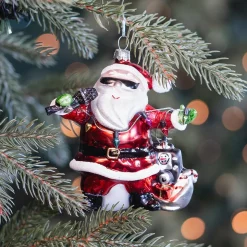 Singing Santa Ornament With Sunglasses And Microphone