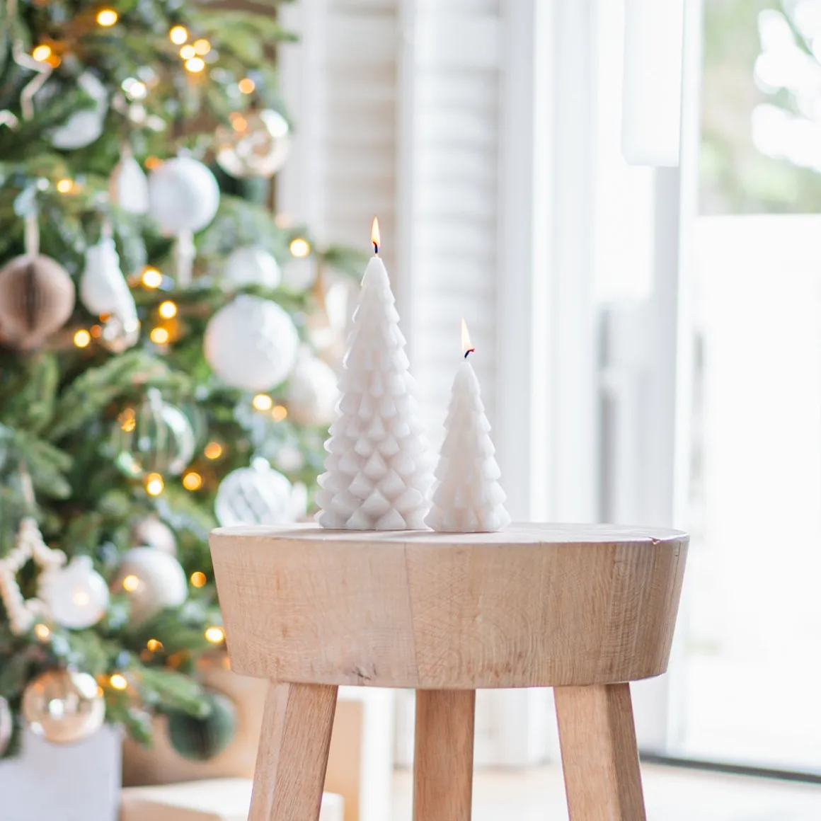 Small 3D Taupe Christmas Tree Candle