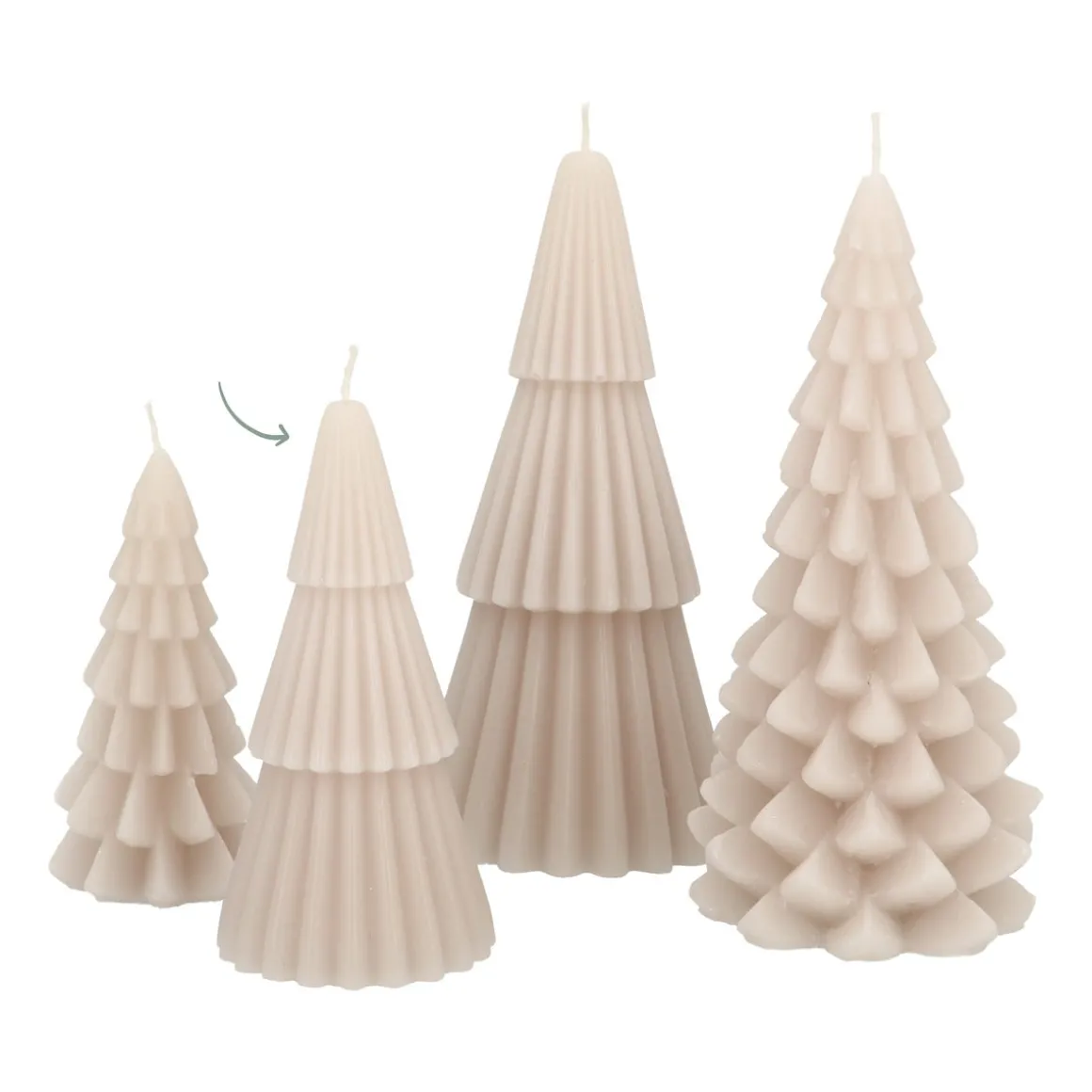 Small 3D Taupe Christmas Tree Candle