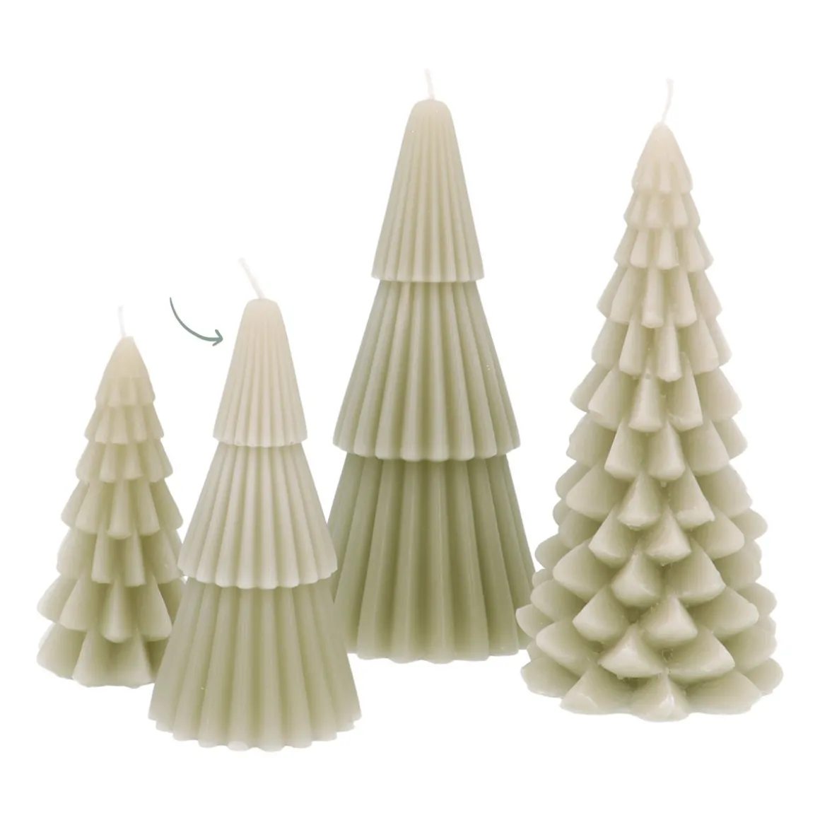 Small Layered Green Christmas Tree Candle