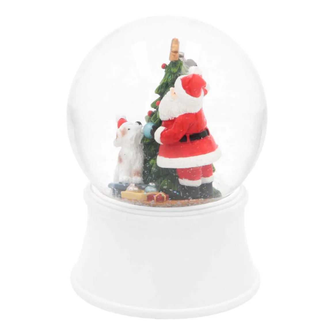 Snow Globe Santa With Dog 15cm With Music