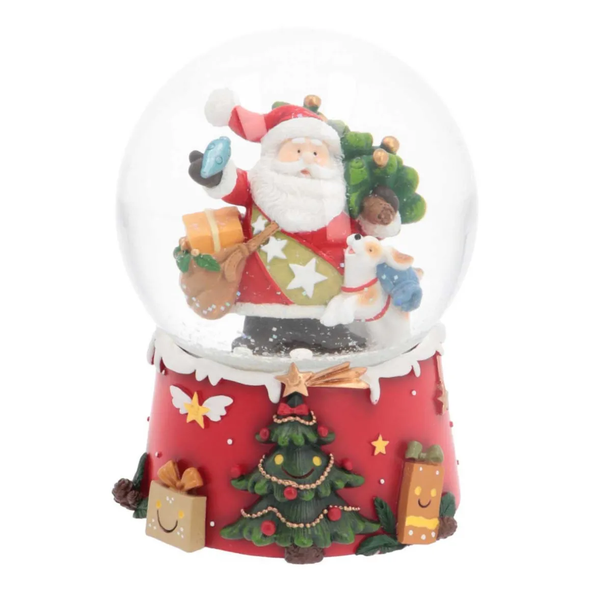 Snow Globe With Santa And Dog | Music | ⌀9cm | 15cm Tall