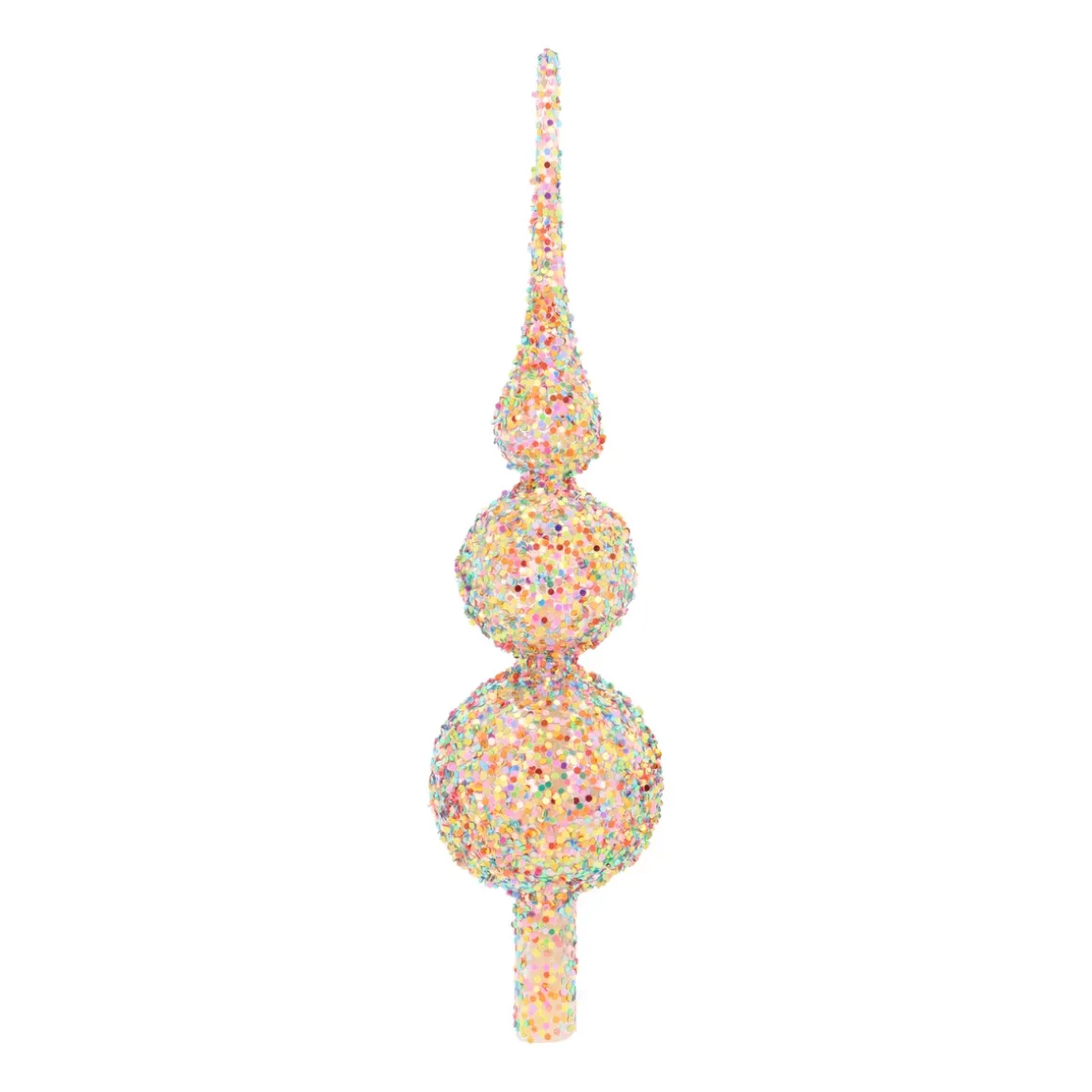 Sparkling Glass Tree Topper With Multicolor Sequins