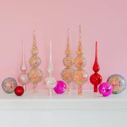 Sparkling Glass Tree Topper With Multicolor Sequins