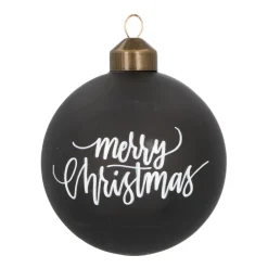 Special Glass Christmas Bauble 'Merry Christmas' 8cm Black
