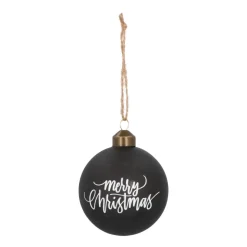 Special Glass Christmas Bauble 'Merry Christmas' 8cm Black
