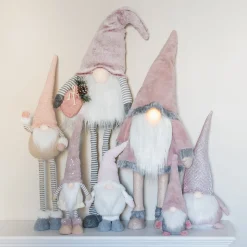 Standing Gnome With Telescopic Legs 65/85cm Pink