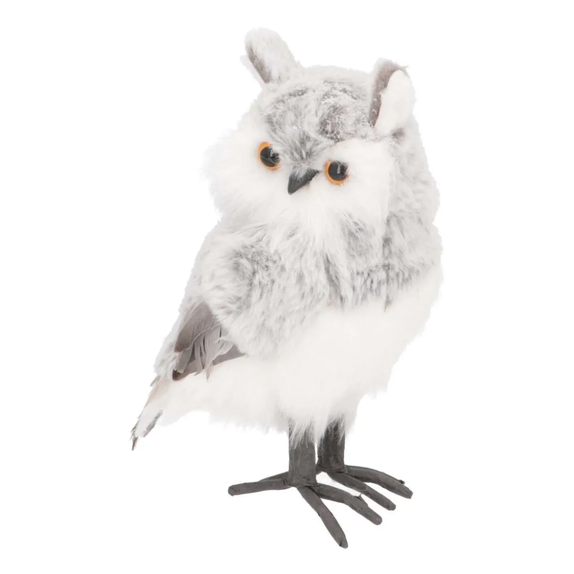 Standing Owl | Grey | Plush 'Faux Fur' | 23cm / 9"
