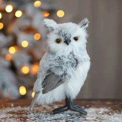 Standing Owl | Grey | Plush 'Faux Fur' | 23cm / 9