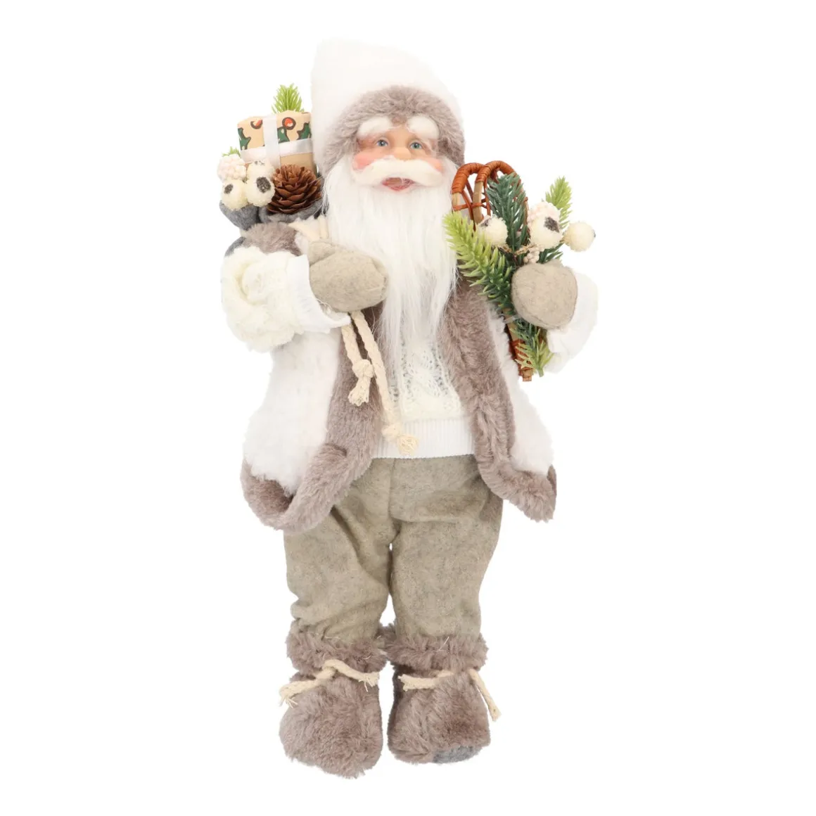 Standing Santa Claus | White-grey | 30cm/12in | Cloth