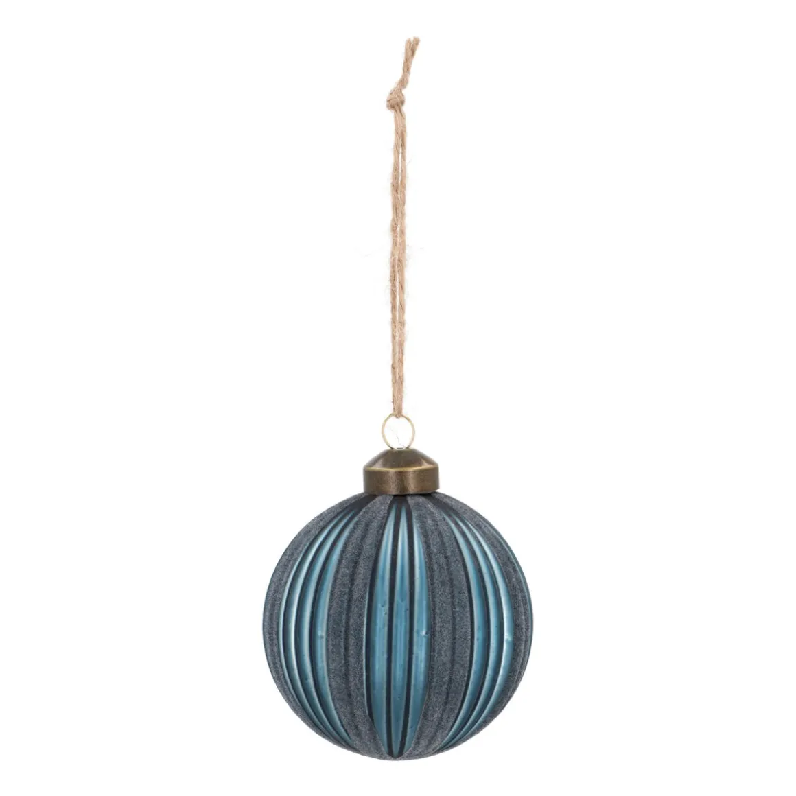 Stylish Blue Christmas Bauble With Felt Stripes