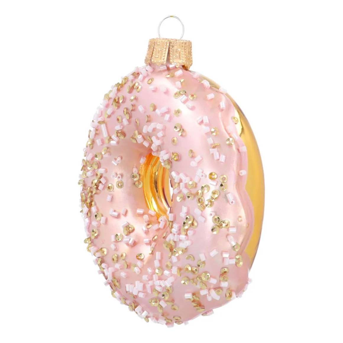 Stylish Donut Ornament With Gold Beads