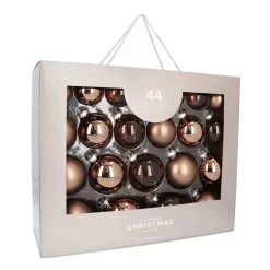 Stylish Hazel Brown Bauble Set 44 Pieces In A Handy Box