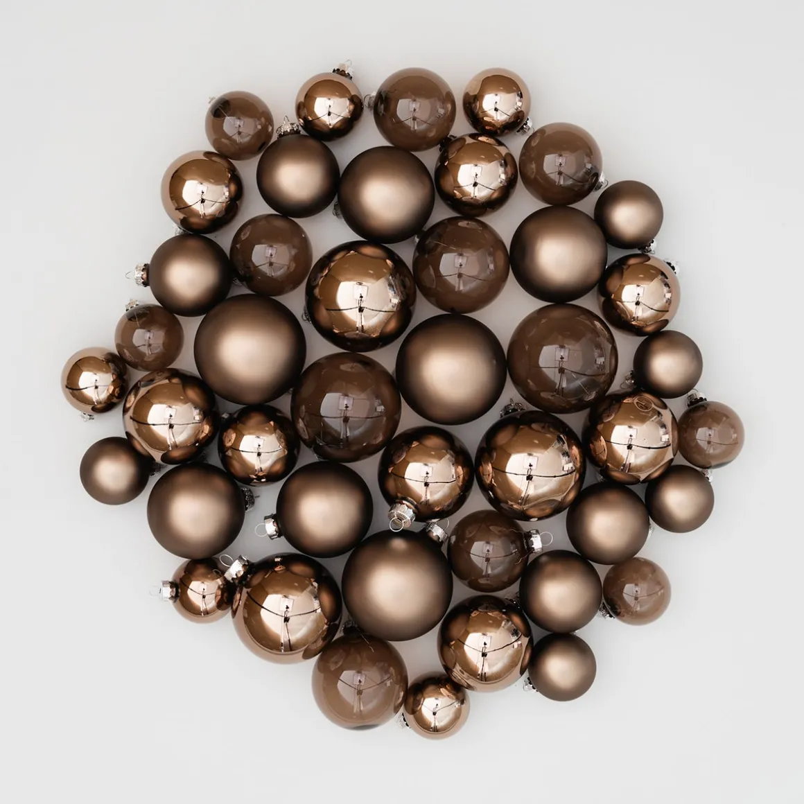 Stylish Hazel Brown Bauble Set 44 Pieces In A Handy Box