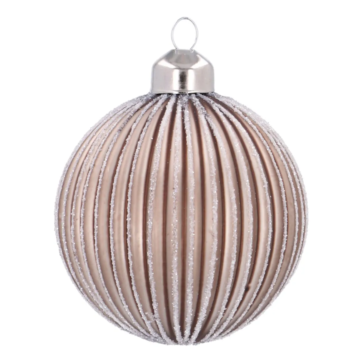 Taupe Christmas Bauble With Playful Lantern Relief