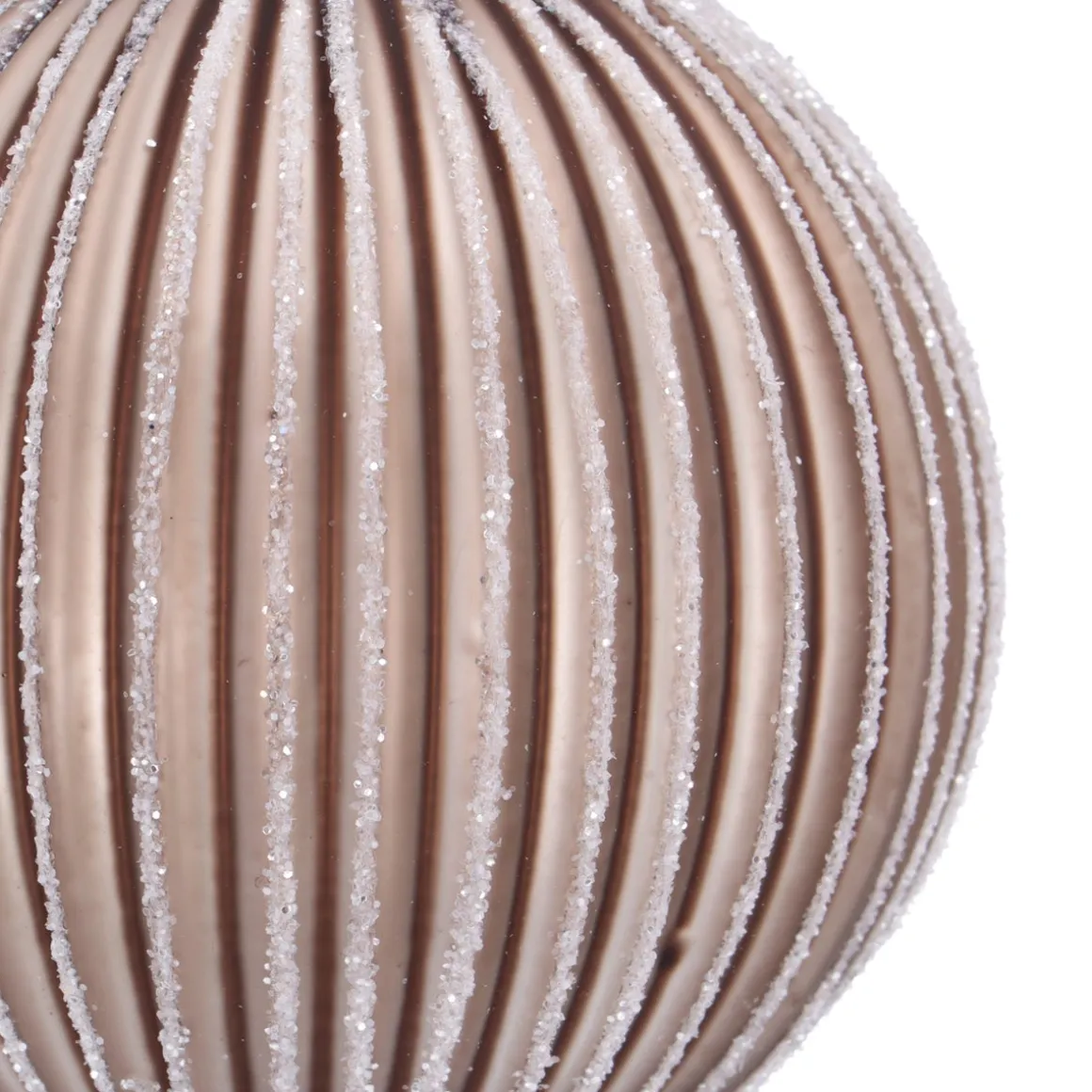 Taupe Christmas Bauble With Playful Lantern Relief
