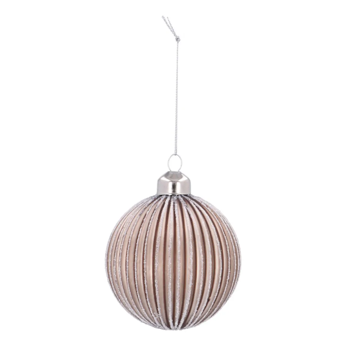Taupe Christmas Bauble With Playful Lantern Relief