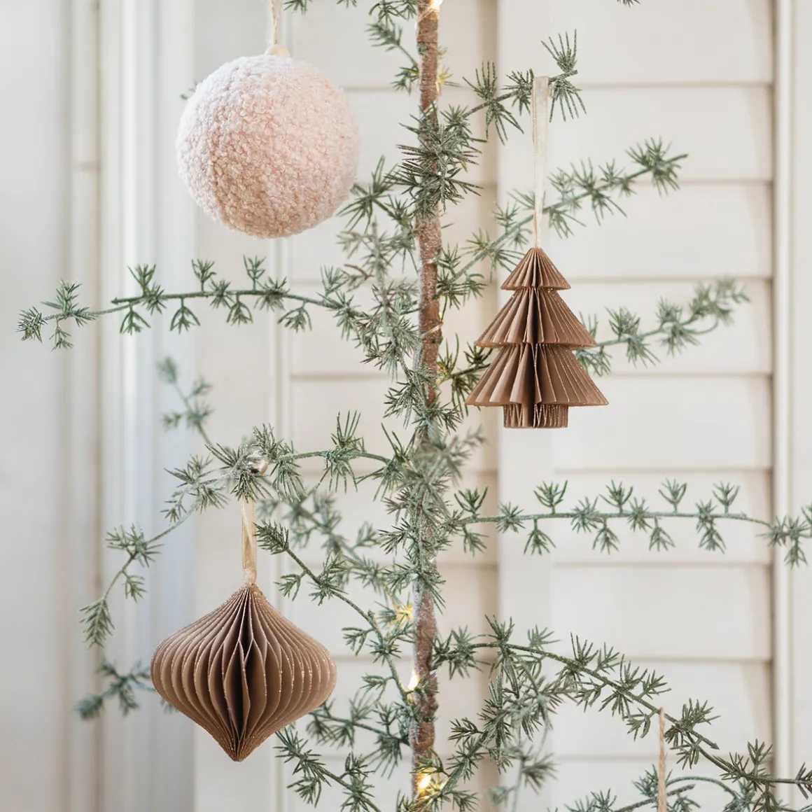 Taupe Paper Christmas Tree With Glitters