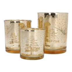 Tealight Holder Tree Design 10 Cm Gold
