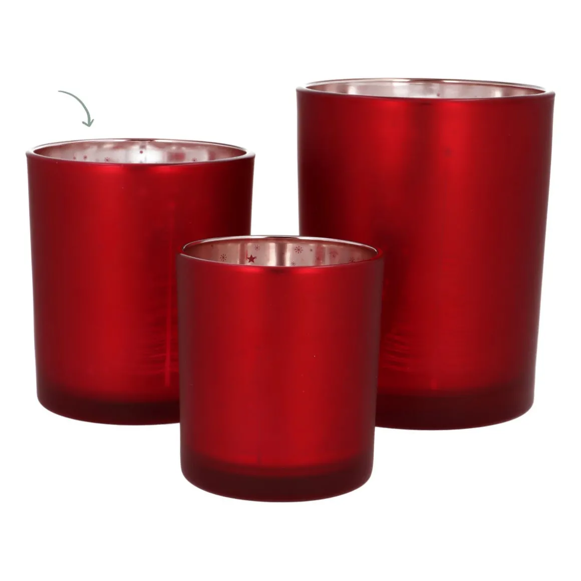 Tealight Holder With Christmas Trees | Glass | 10cm | Red
