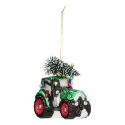 Tractor Glass Hanging Figurine 9cm Green