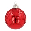 Traditional Red Christmas Bauble With Dewdrop Stripes