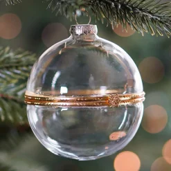 Transparent Fillable Christmas Bauble Made Of Glass 8 Cm Gold