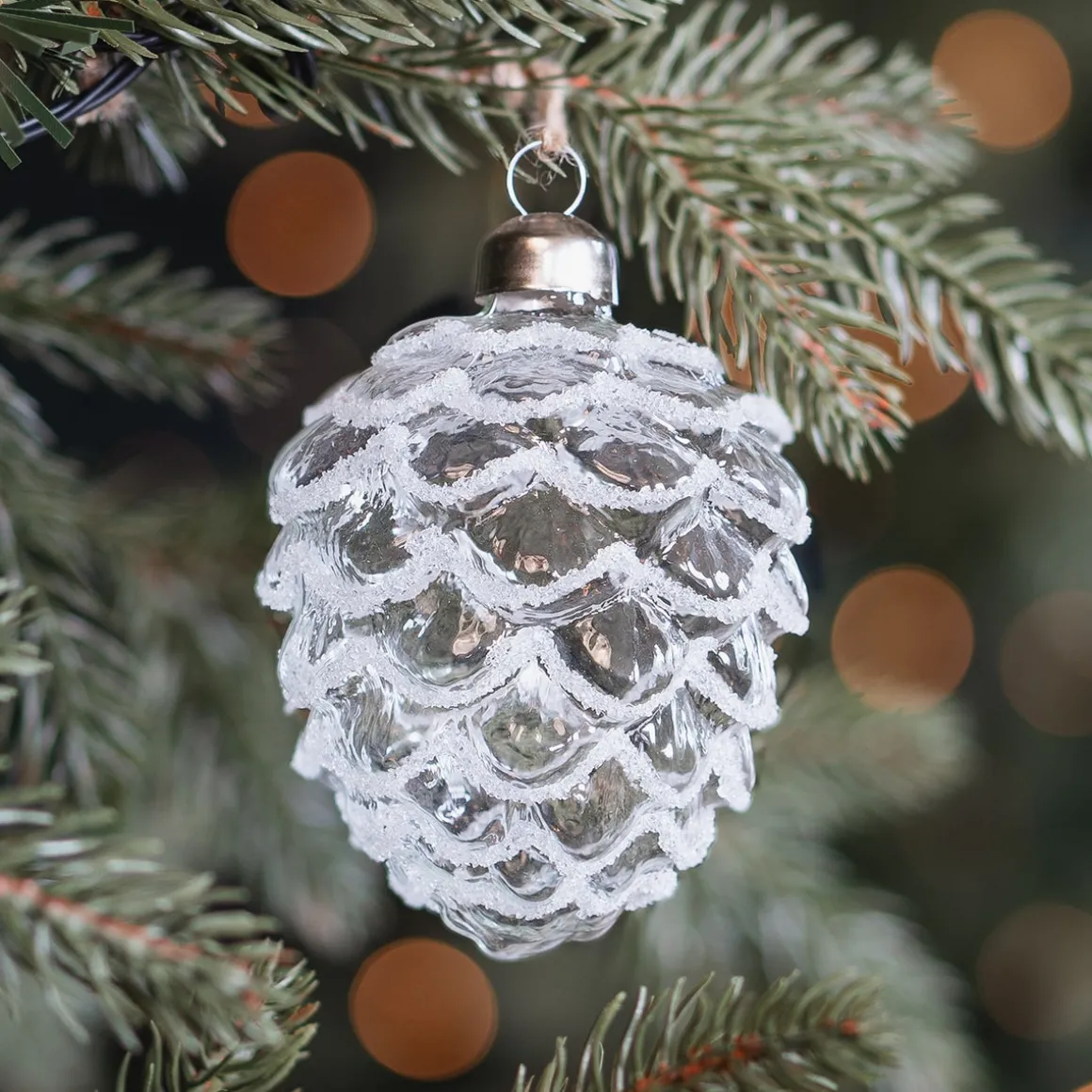Transparent Glass Pine Cone With Frost