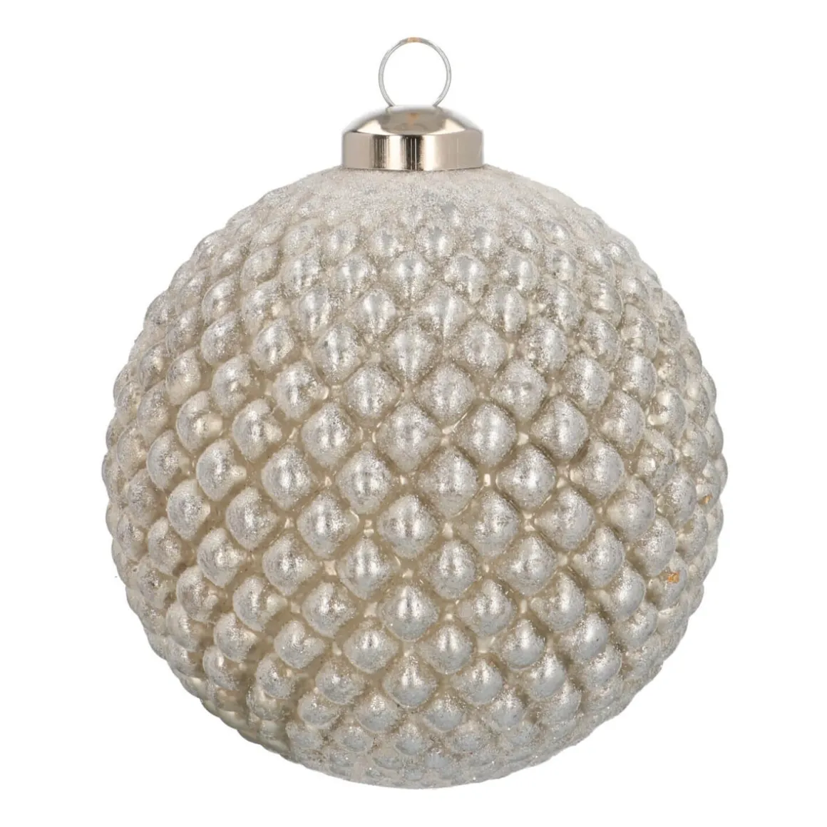 Unique Glass Bauble With Relief 10 Cm Antique Silver