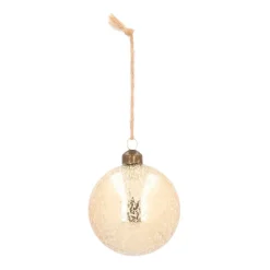 Unique Glass Christmas Bauble Ice Droplets 8cm Light Gold