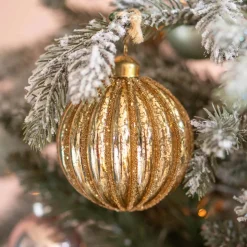 Unique Glass Christmas Bauble Lampion 8cm Light Gold
