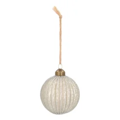 Unique Glass Christmas Bauble Lampion 8cm Silver