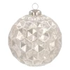 Unique Glass Christmas Bauble With Hexagons 10 Cm Champagne